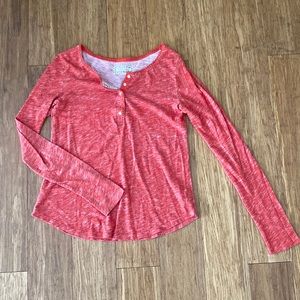 Anthropologie pure + good red long sleeve Henley top tee Sz medium
